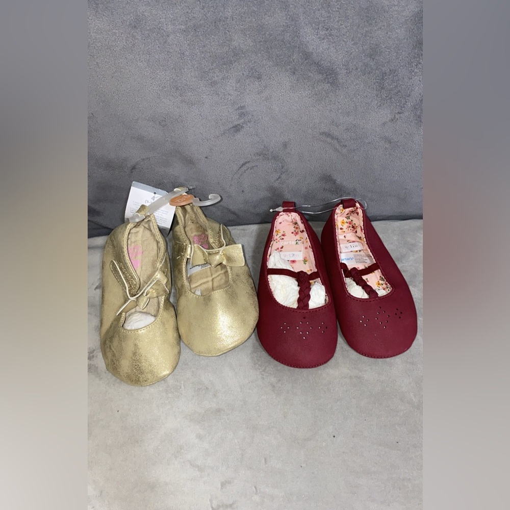 Gold and Red Baby Shoes Set